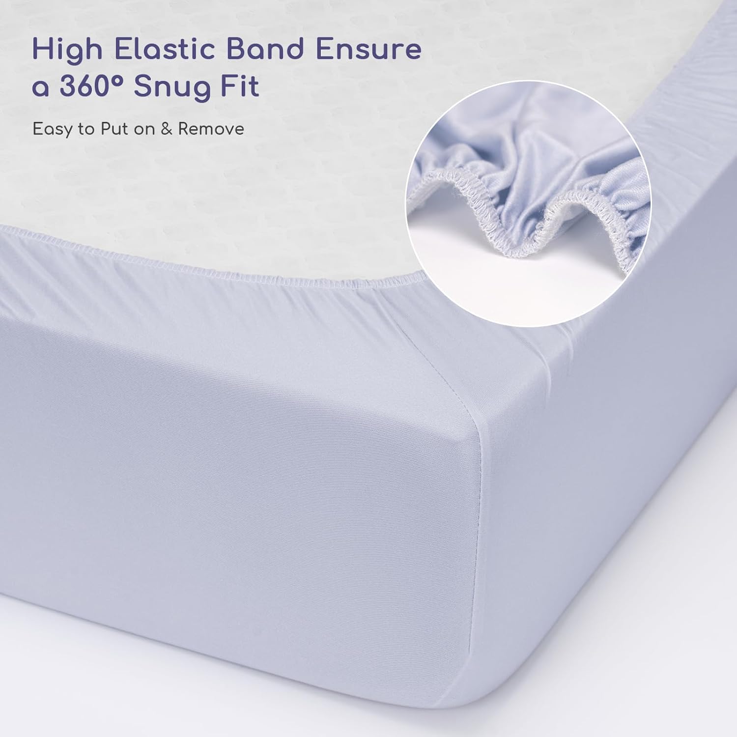 Thumbnail 4 de Yukkidds Cot Bed Sheets 140x70cm Fitted 3 Pack – Soft Microfiber, 360° Secure Fit in Blue Rabbit