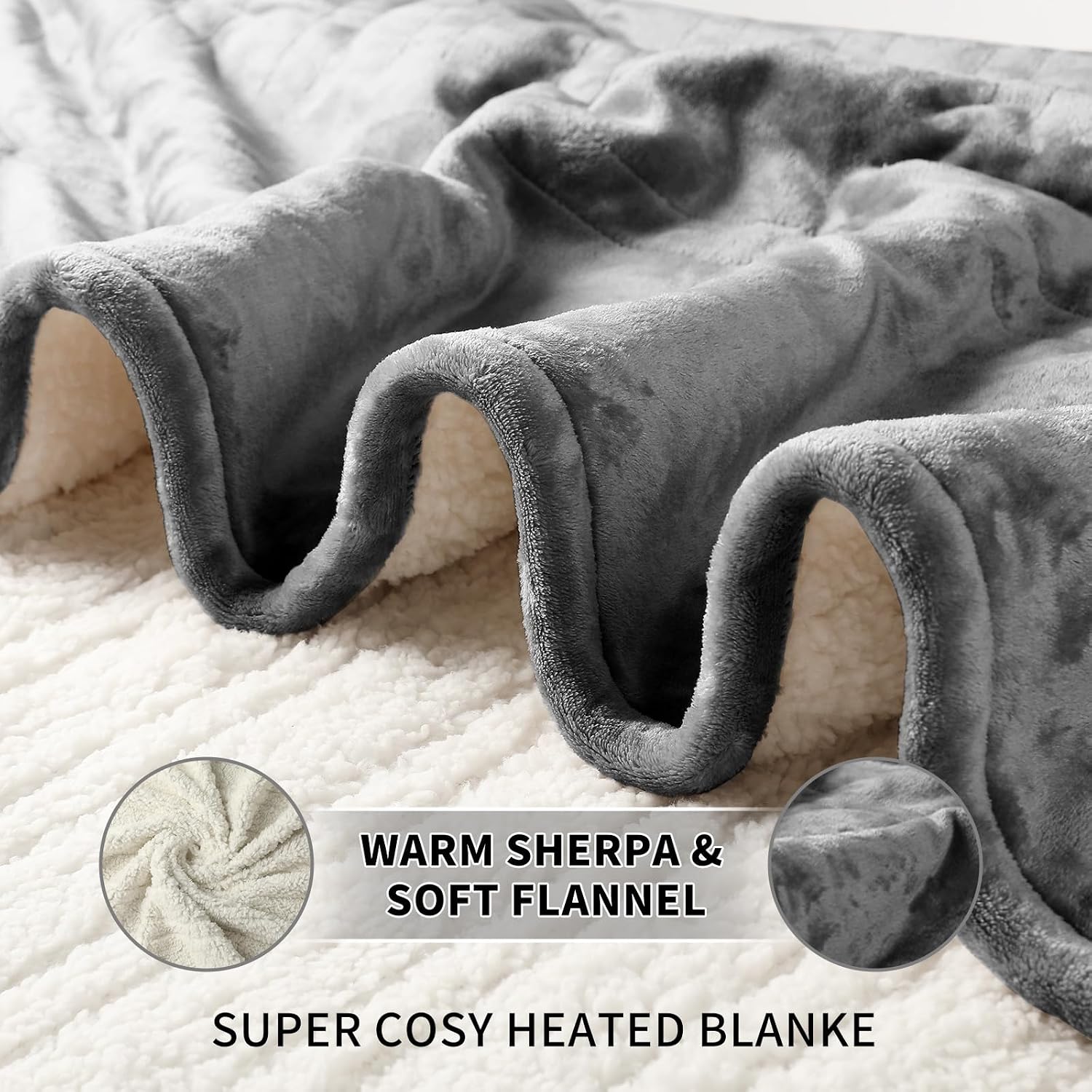 Detalle 2 de ESTINGO Heated Throw Blanket 180x130cm for Home ⌛
