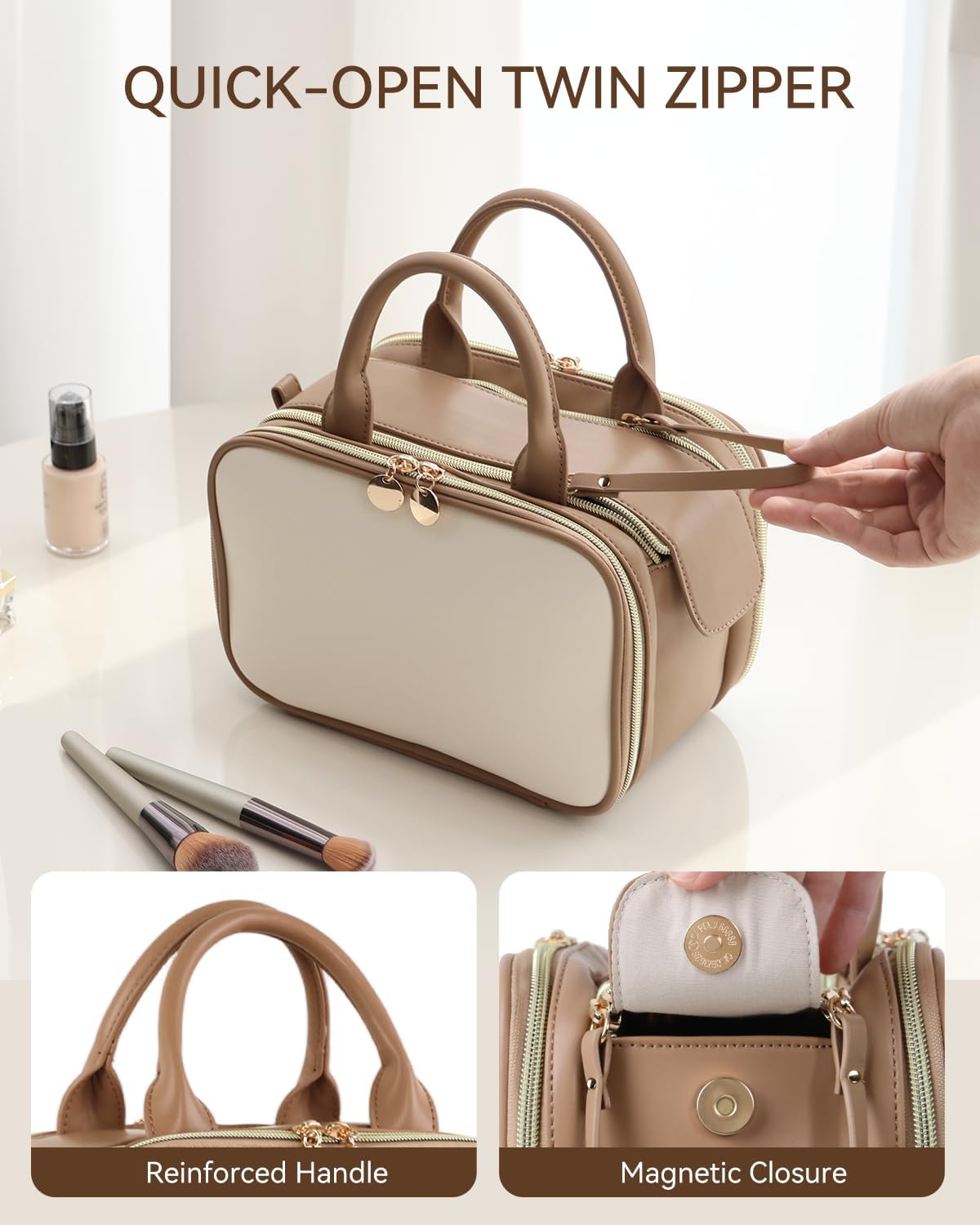 Thumbnail 1 de Prite Toiletry Bag Makeup Bag Large Capacity with Side Openings
