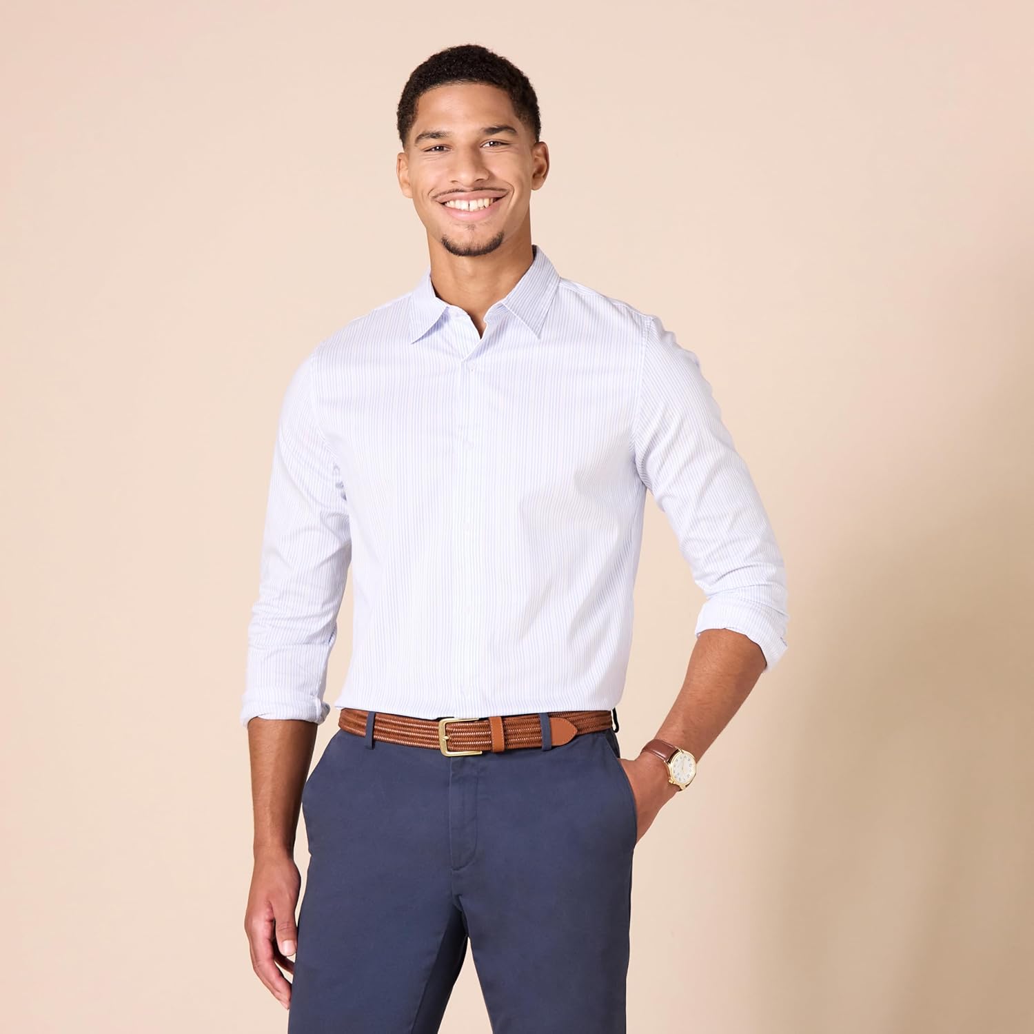 Thumbnail 4 de Herren Stretch-Webgürtel aus echtem Leder – Amazon Essentials Röhrenförmig