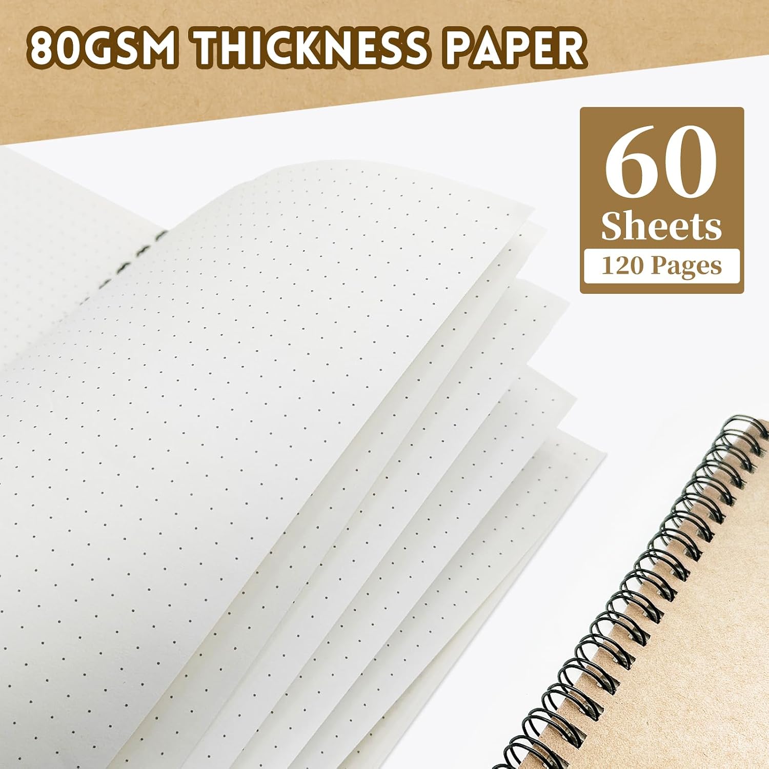 Detalle de ReePlan 12 Pack A5 Spiral Notebook with 120 Dotted Pages (21x14.5cm)