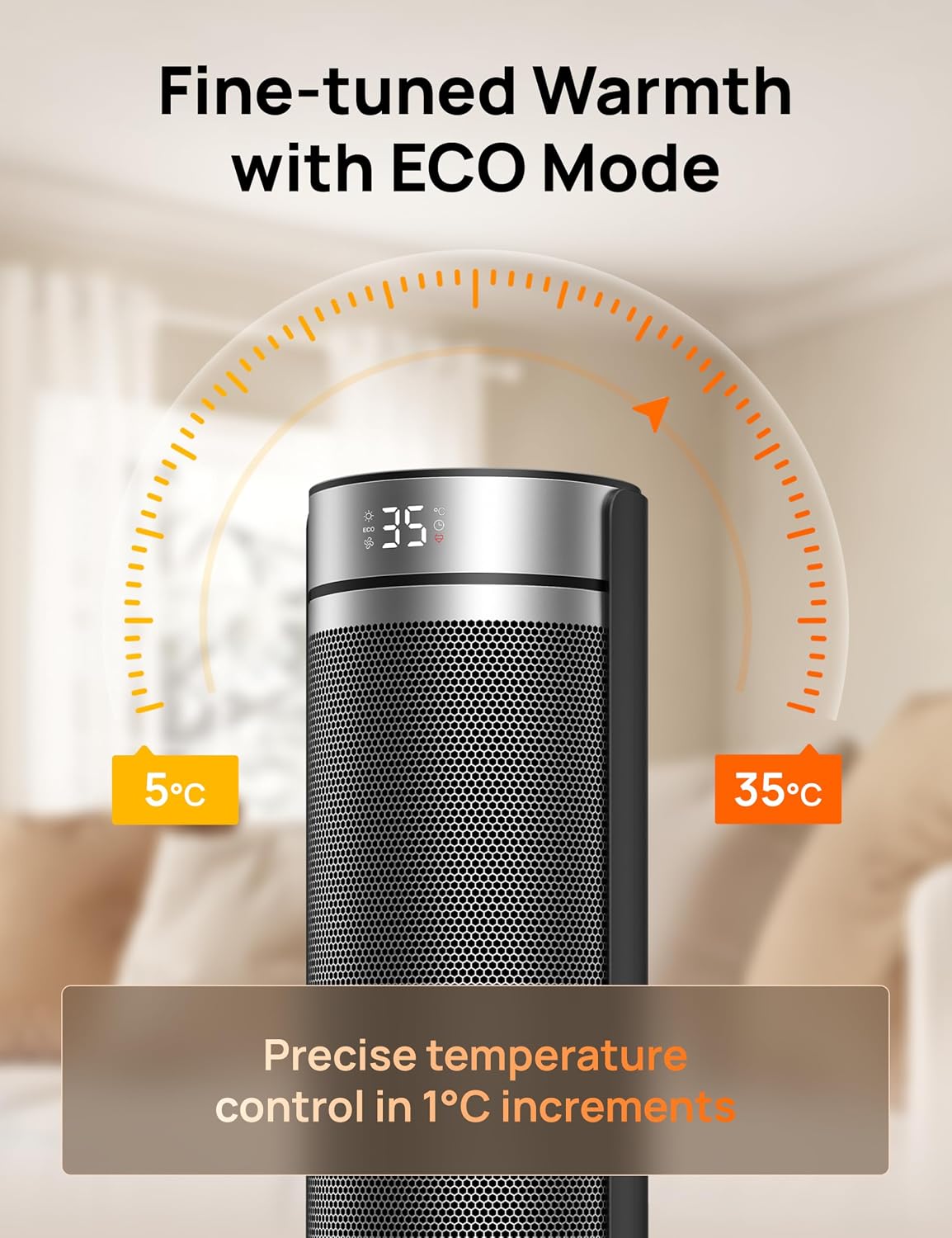Detalle 1 de Dreo 23 Inch Space Heater 2000W for Large Rooms
