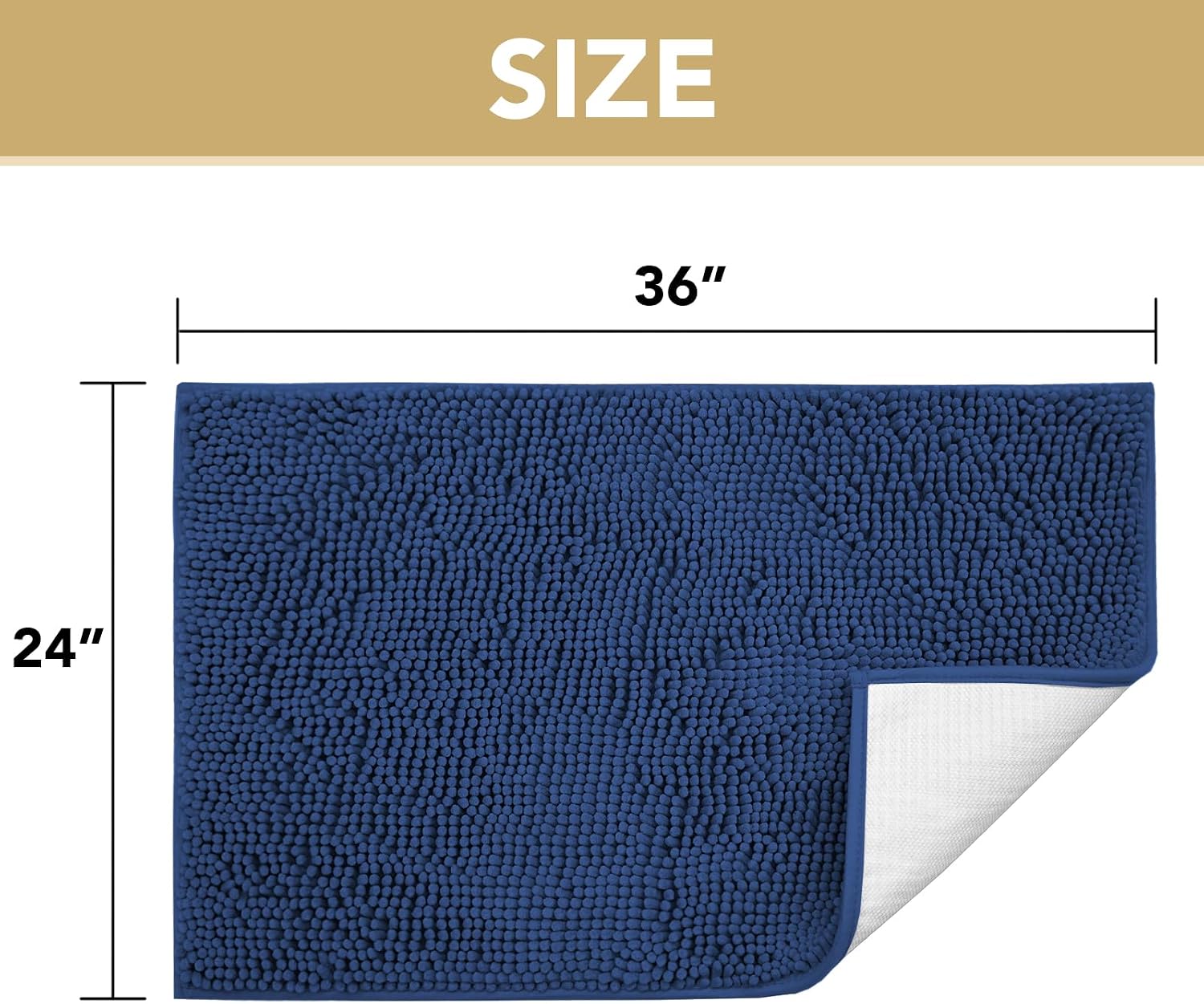 Detalle 2 de H.VERSAILTEX 2436NAVY Dog Door Mat, Chenille, Non-Slip, 24" x 36