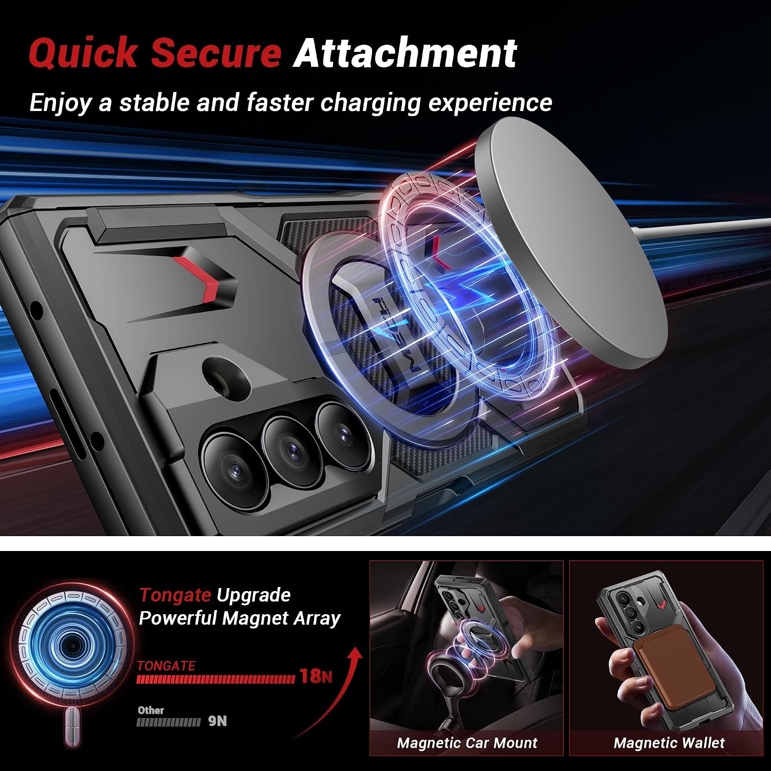 Thumbnail 2 de Tongate Z Fold 7 Magnetic Case TiBlack Galaxy Z Fold 7用ケース 360°回転スタンド・覗き見防止・ヒンジ保護