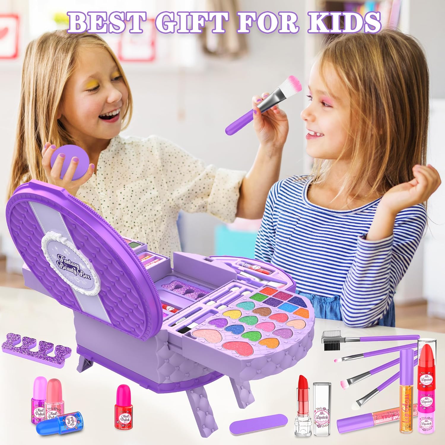 Thumbnail 4 de 66 Pcs Kids Makeup Sets for Girls with Portable Stand – A playful starter kit for creative dress-up