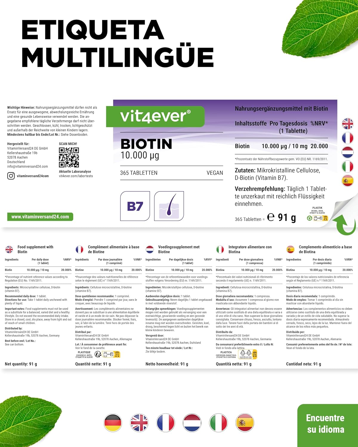 Thumbnail 5 de Biotina 10.000 mcg 365 comprimidos