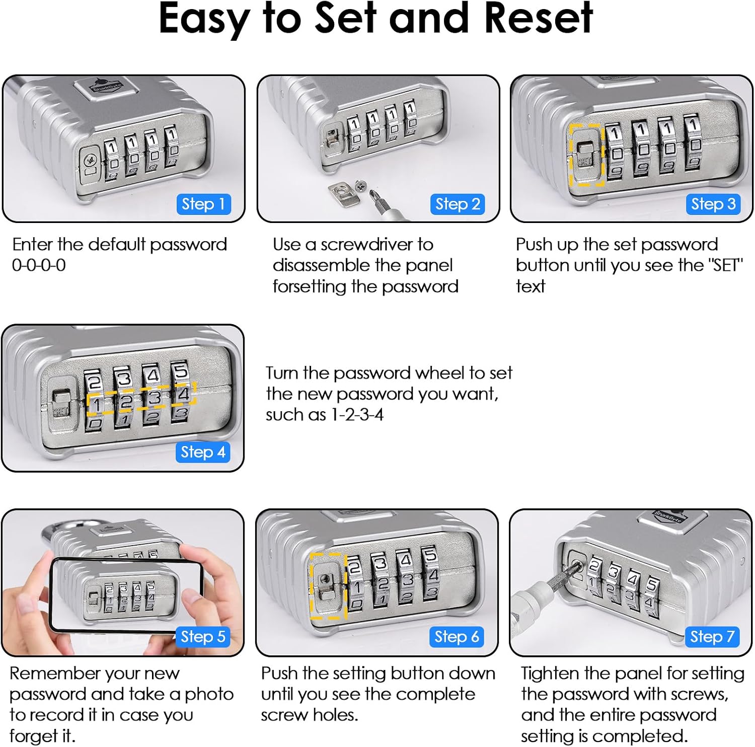 Thumbnail 5 de SharkByte 2 Pack Heavy Duty Padlocks 52mm 4-Digit Weatherproof 🔒