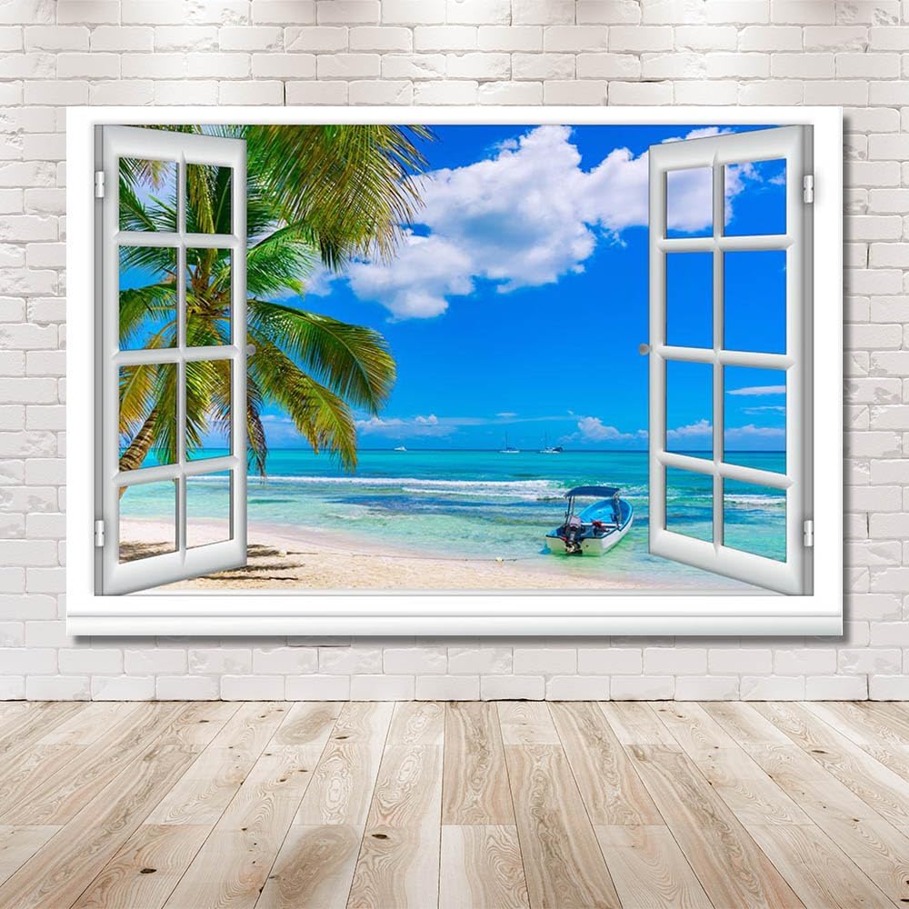 Thumbnail 1 de MEHOFOND Seascape Window Backdrop 7x5ft 🖼