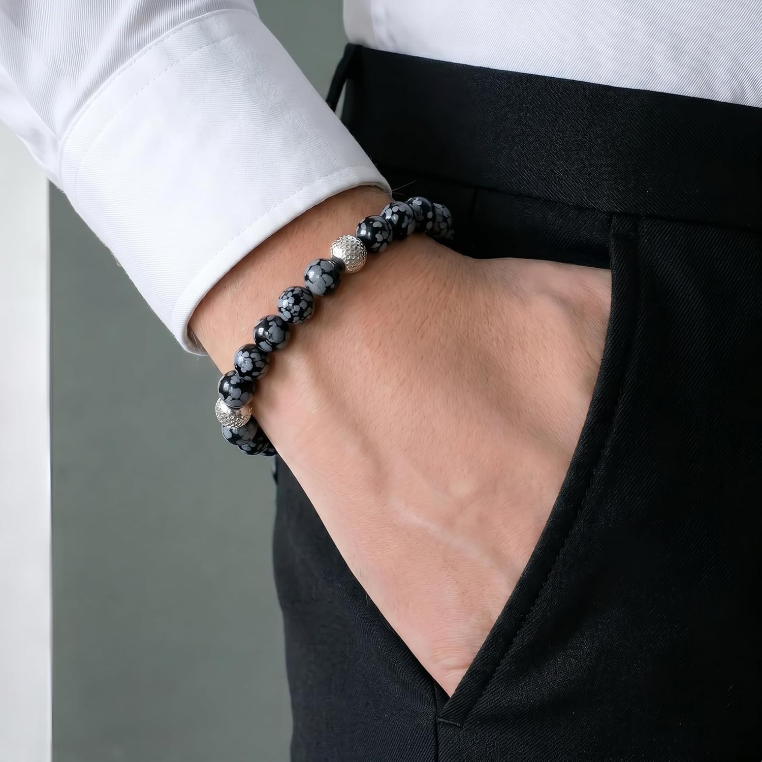 Thumbnail 2 de 10:10 Bracciale ossidiana 6 mm