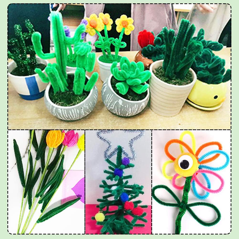 Thumbnail 6 de 100 Pieces Green Chenille Pipe Cleaners Set for DIY Crafts & Decorations