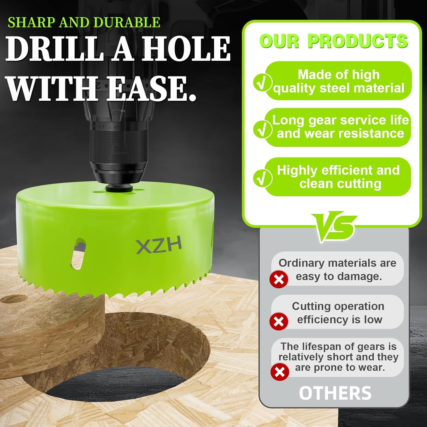 Thumbnail 5 de XZH 60mm Bi-Metal Hole Saw Kit with Arbor & Pilot Bit (for downlights, DIY and light metal work)