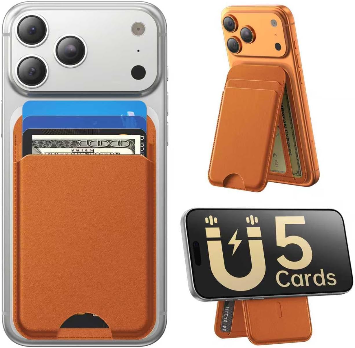 Detalle de Fanseesy MagSafe Wallet with Stand for iPhone (5 Card Slots)