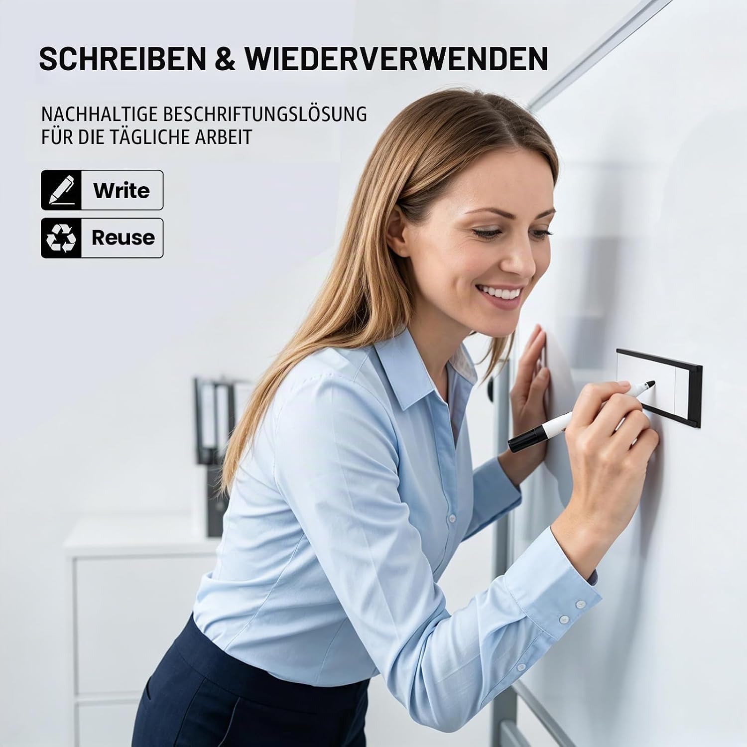 Detalle de LLPT Magnetische Etikettenhalter (50 Stück) 25 x 50 mm – beschreibbare Magnet-Etiketten für Metallflächen