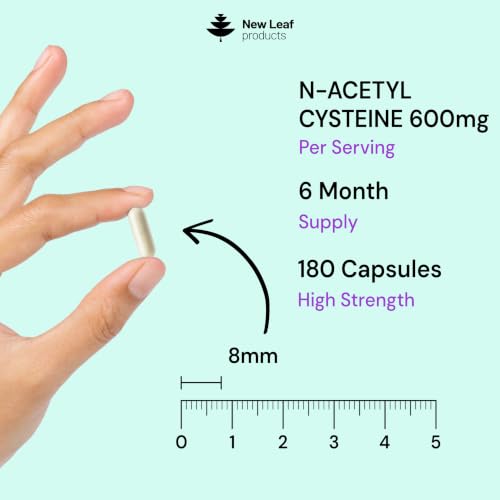 Detalle de NAC N-Acetyl-Cysteine 600mg Capsules by New Leaf Products – 180 capsules