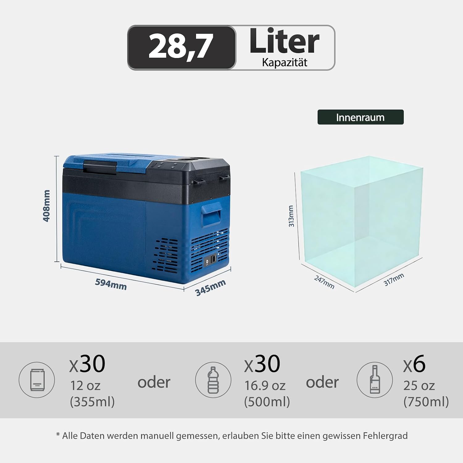 Thumbnail 1 de zcamp WT25 24L Kompressor Kühlbox – Tragbare Kühl- und Gefrierbox für 12/24V (bis -20 °C)