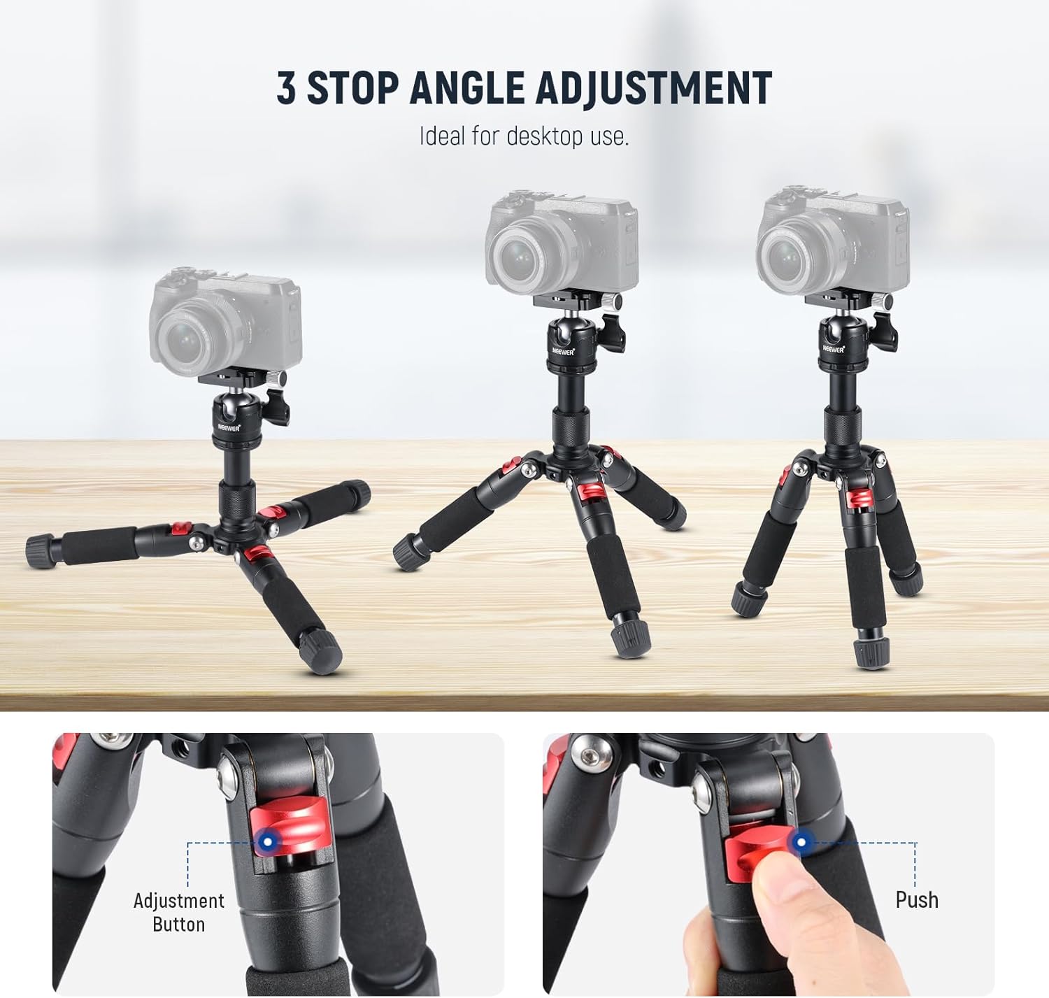 Detalle de NEEWER Mini Desk Camera Tripod with Phone Holder (TP-AAM521)