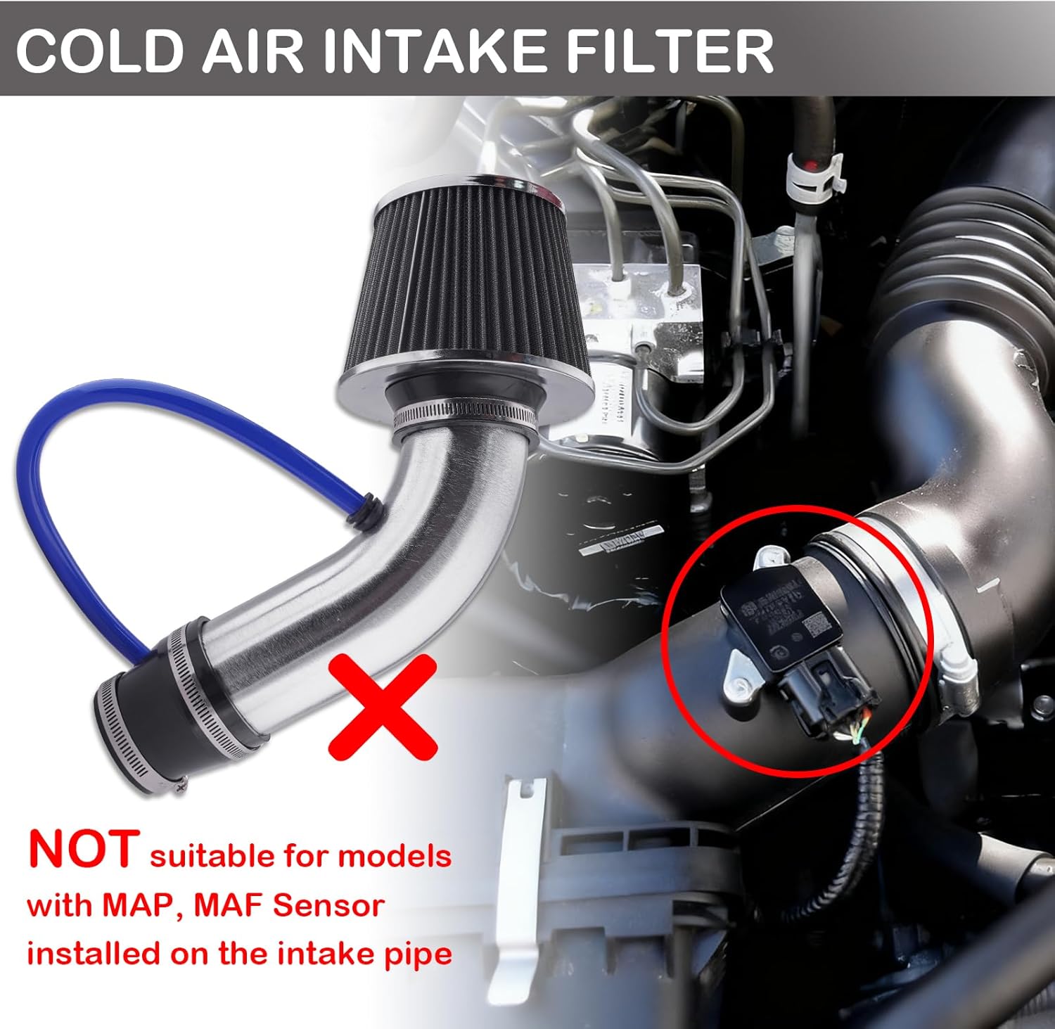 Thumbnail 5 de WateryWave Universal Cold Air Intake Kit 3" 76mm Cone Aluminium – Practical Performance Upgrade