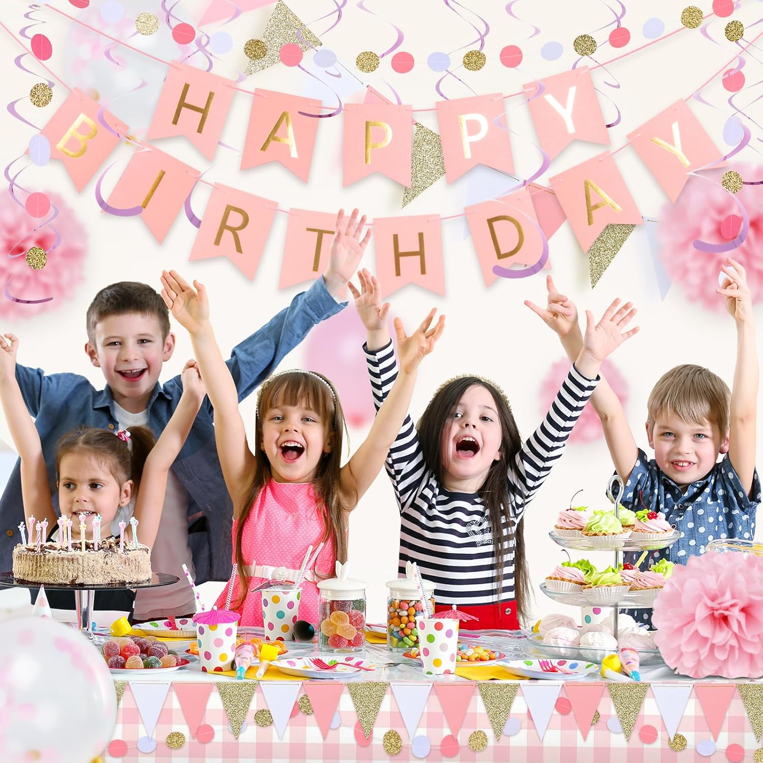 Thumbnail 4 de SUNBEAUTY 36 Stück Rosa Geburtstags Deko-Set – Komplettset für Mädchengeburtstage und Baby-Partys