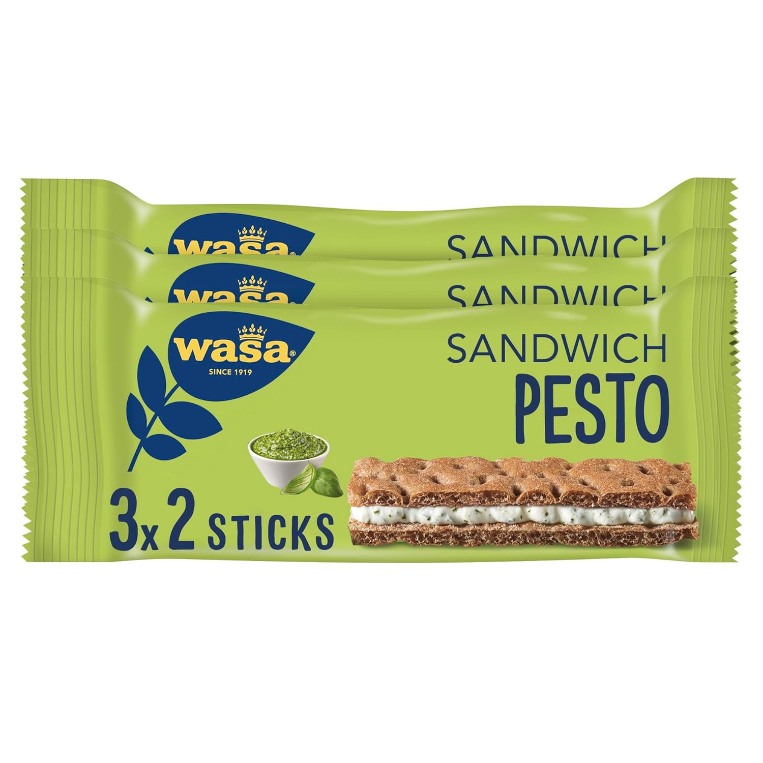 Thumbnail 6 de Wasa Knäckebrot Sandwich Pesto – 3x37g (111g) Packung mit Käse und Basilikum-Pesto
