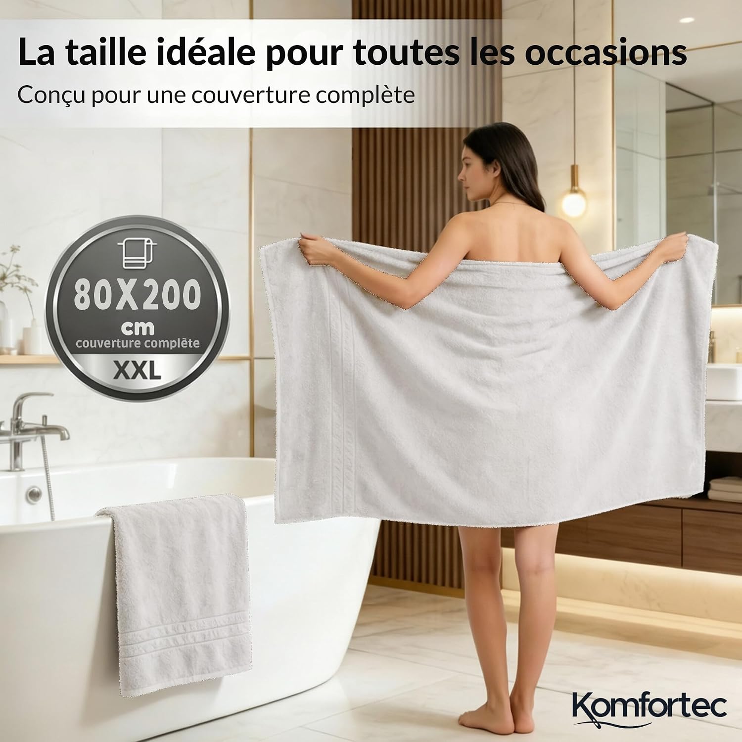 Detalle 2 de Komfortec Serviettes de Sauna 80 x 200 cm đź§–
