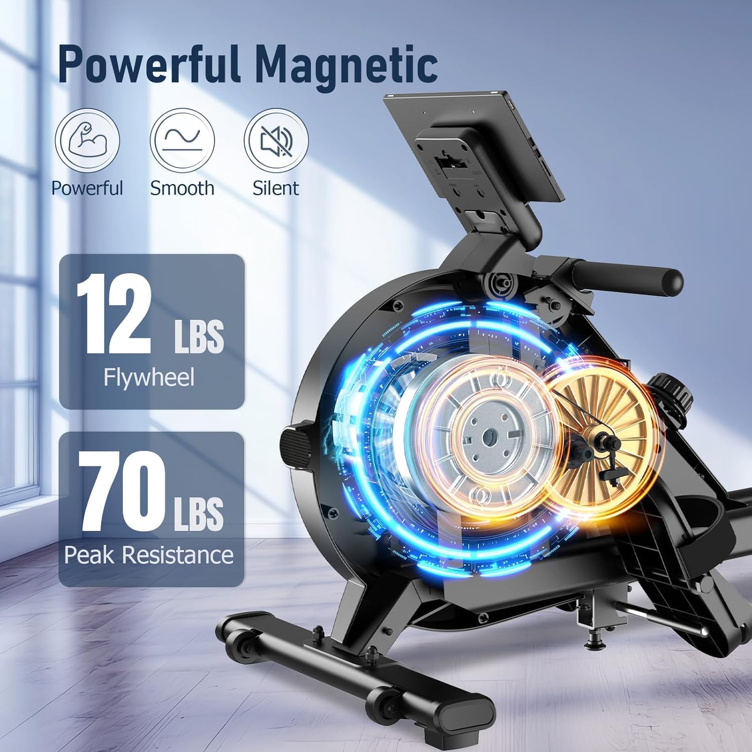 Thumbnail 1 de MOSUNY Ultra-Quiet Magnetic Rowing Machine 350LBS Foldable 🚣♀