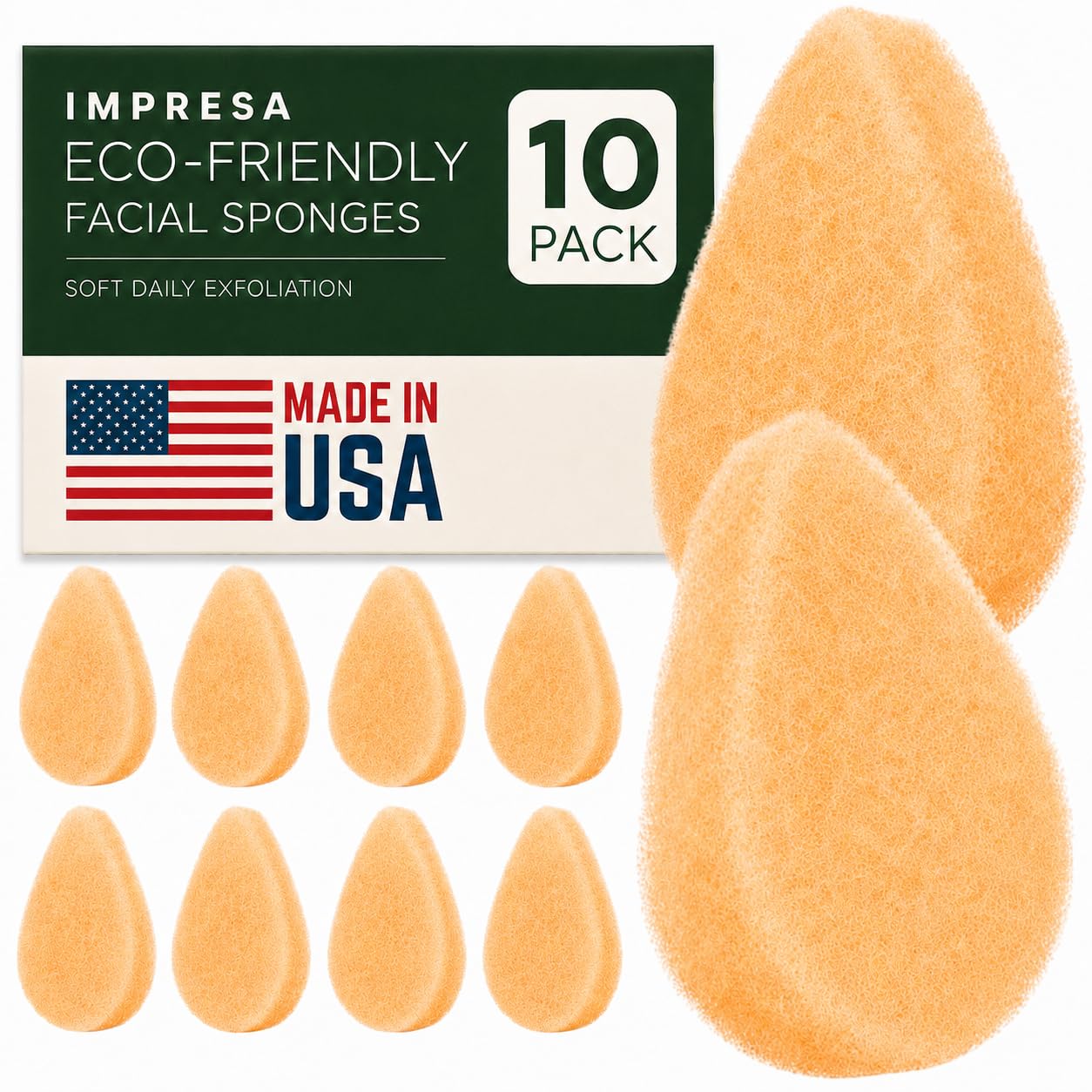 Detalle de IMPRESA IP123185 Facial Sponge, Single-Sided Reusable Exfoliating Pads
