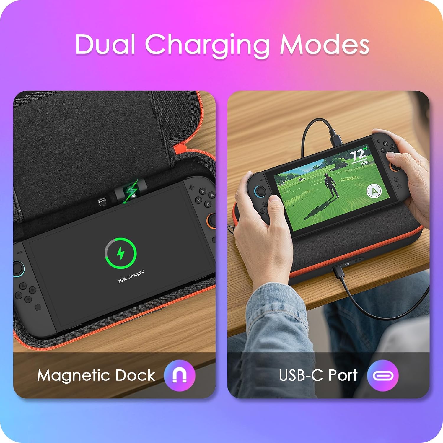 Detalle de VAWVVA GSA0004 Nintendo Switch 2 Charging Case, 20,000mAh, 35W USB-C