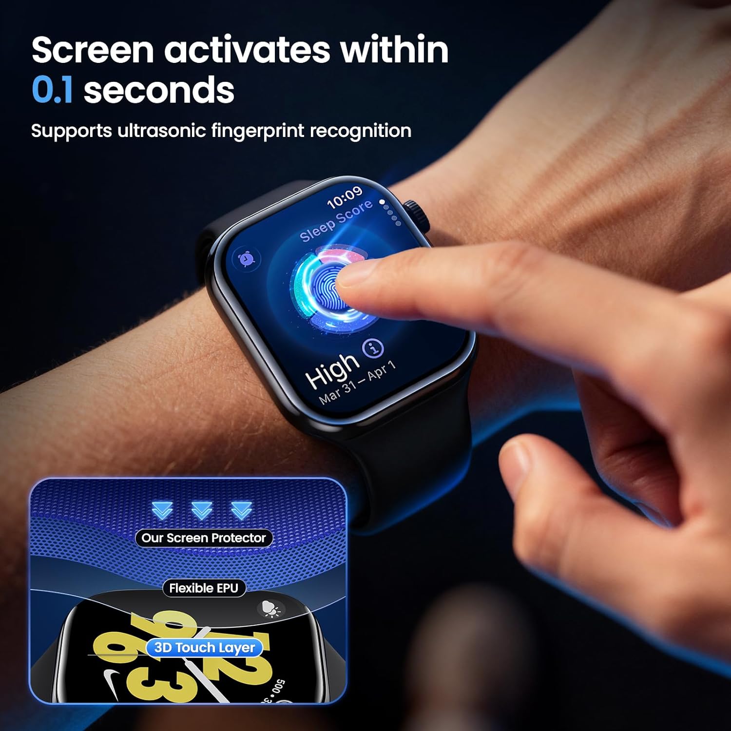 Thumbnail 6 de UniqueMe Apple Watch screen protector 4 pack
