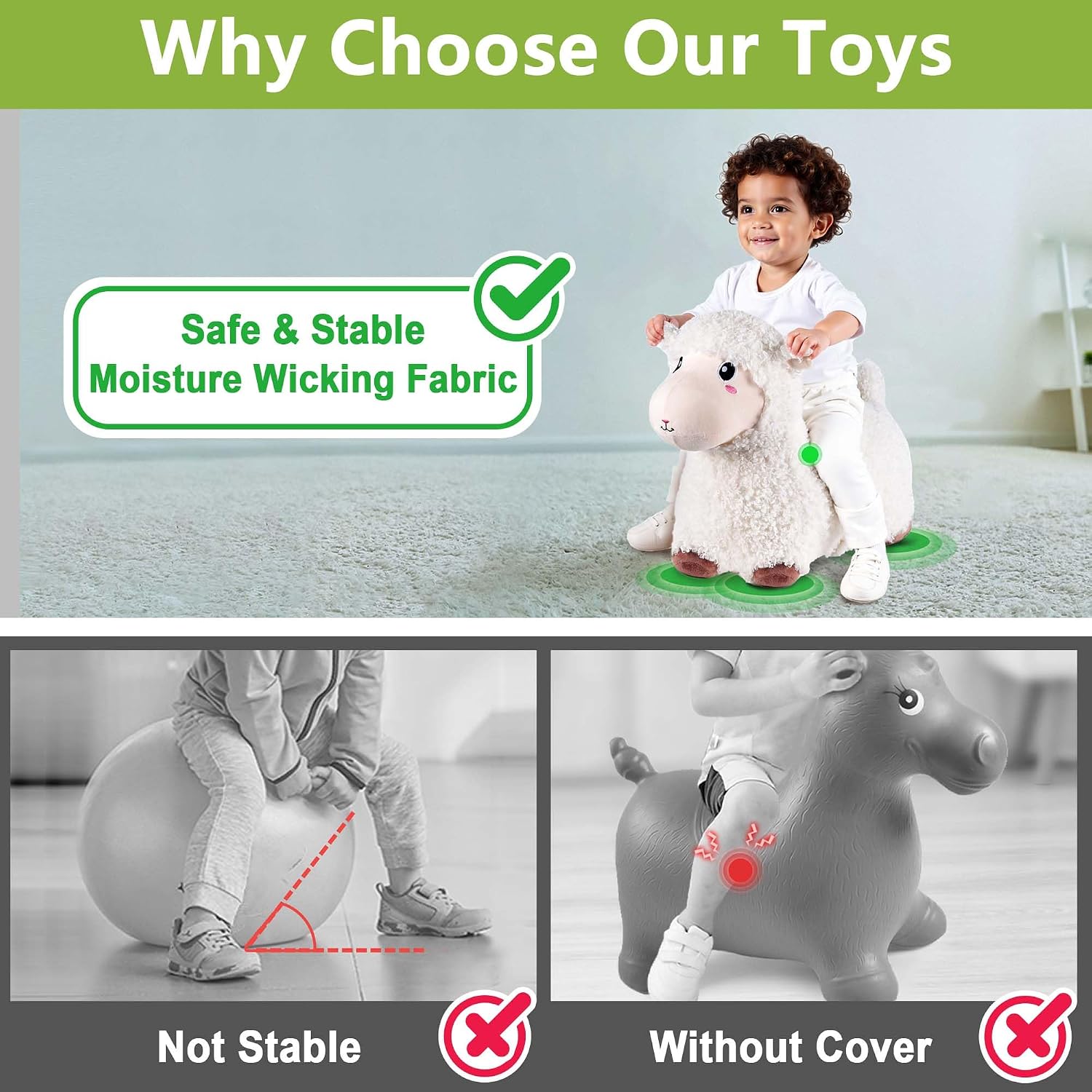 Thumbnail 3 de Bouncy Pals Sheep Hopping Horse: Toddler Inflatable Farm Animal Hopper