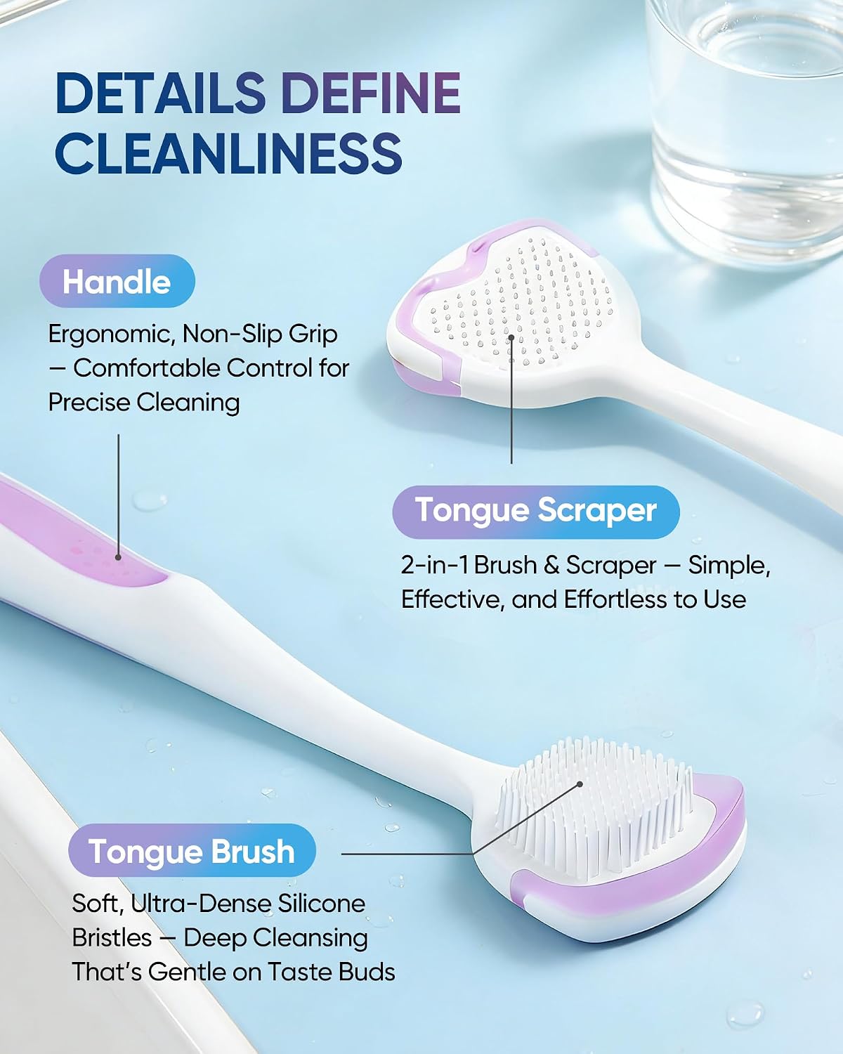Detalle 2 de BodyAccel Tongue Cleaner Gel with Tongue Brush – Fresh Breath Oral Care Kit