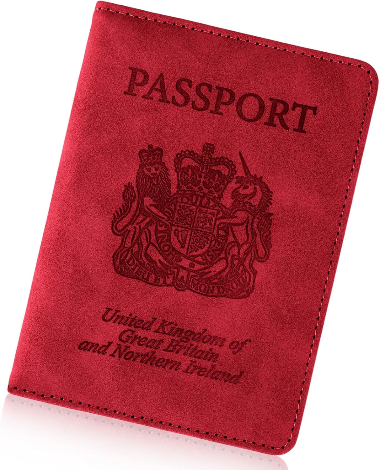 Detalle de Cinocratic RFID Blocking PU Leather Passport Holder – Black travel wallet for passports, cards & tickets