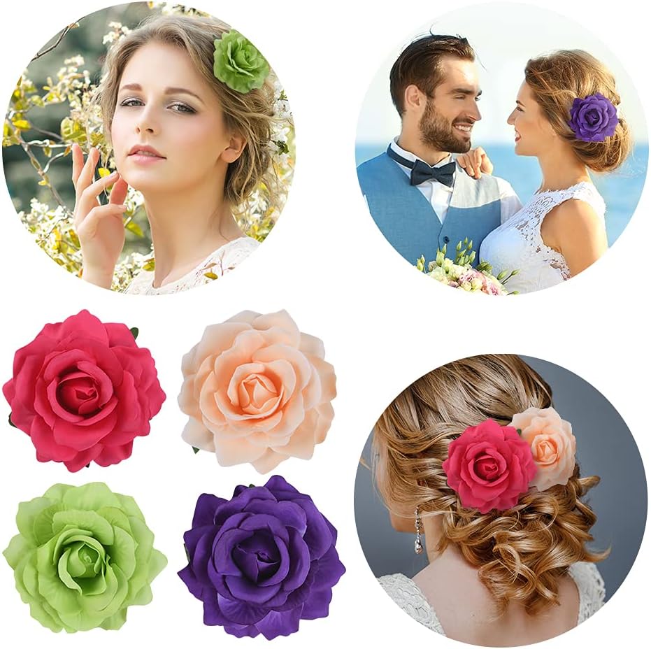 Detalle de URAQT Barrette Fleur avec pinces à cheveux (lot de 10) multicolores