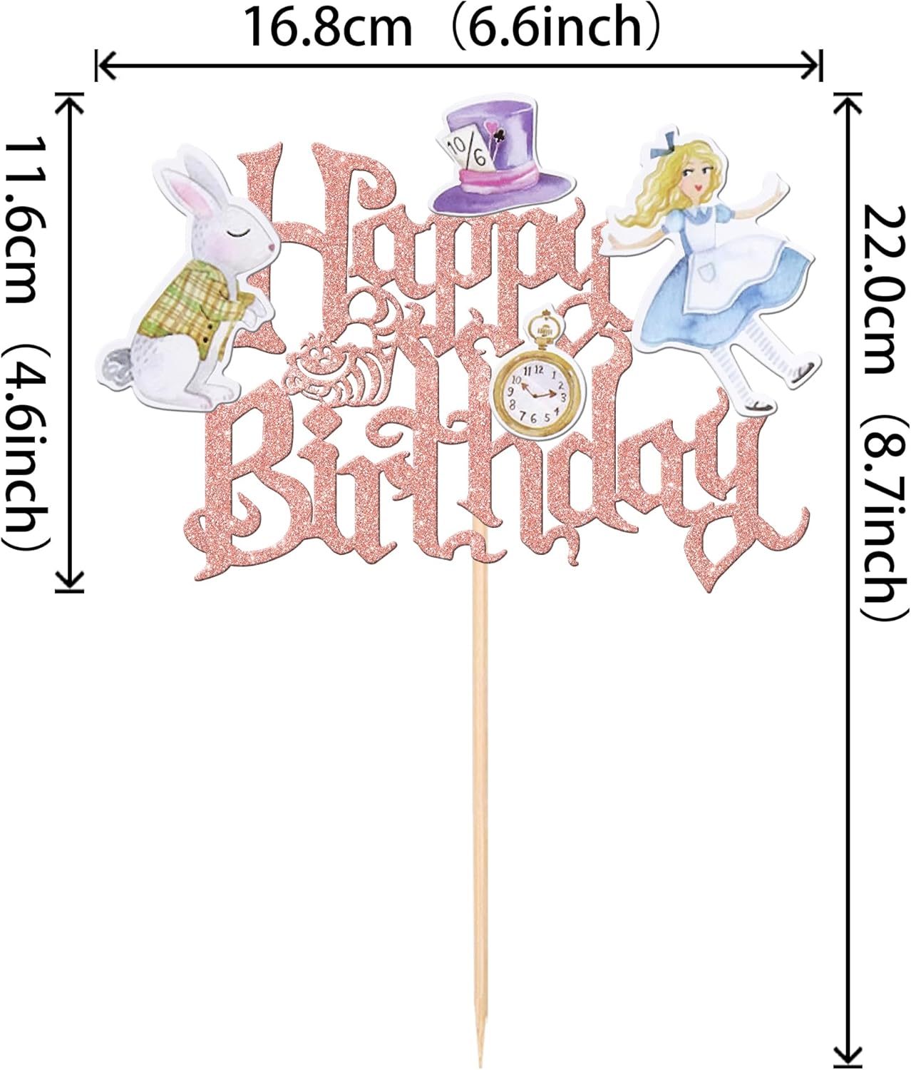 Detalle 2 de SYKYCTCY 1 Pack Happy Birthday Alice Cake Topper Glitter Kit