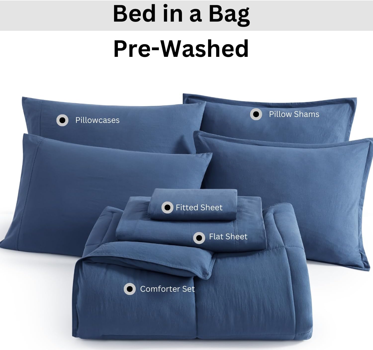 Detalle 2 de Casa Platino WM10BIB-TW-NVY Twin Bed-in-a-Bag, Navy Microfiber