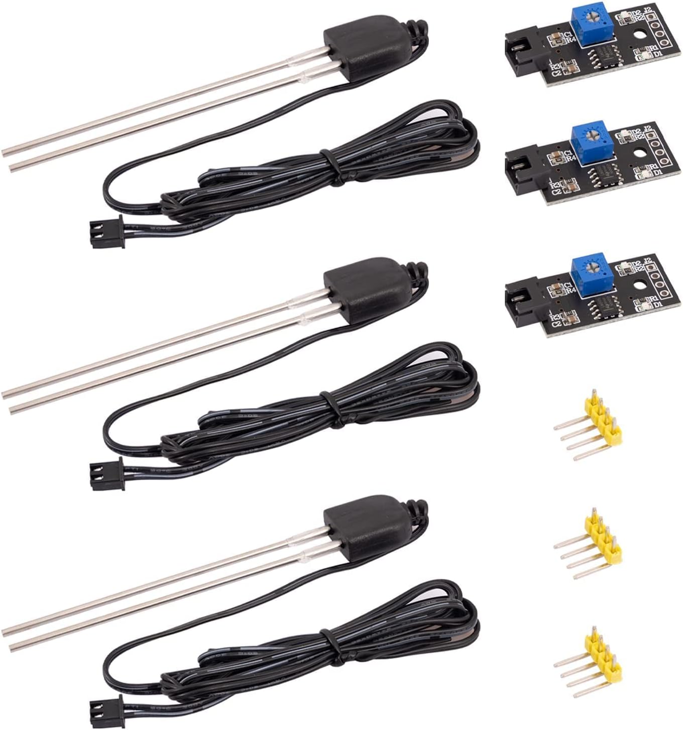 AZDelivery 3 sensori di umidità del suolo con sonda resistente e compatibilità Arduino/Raspberry Pi