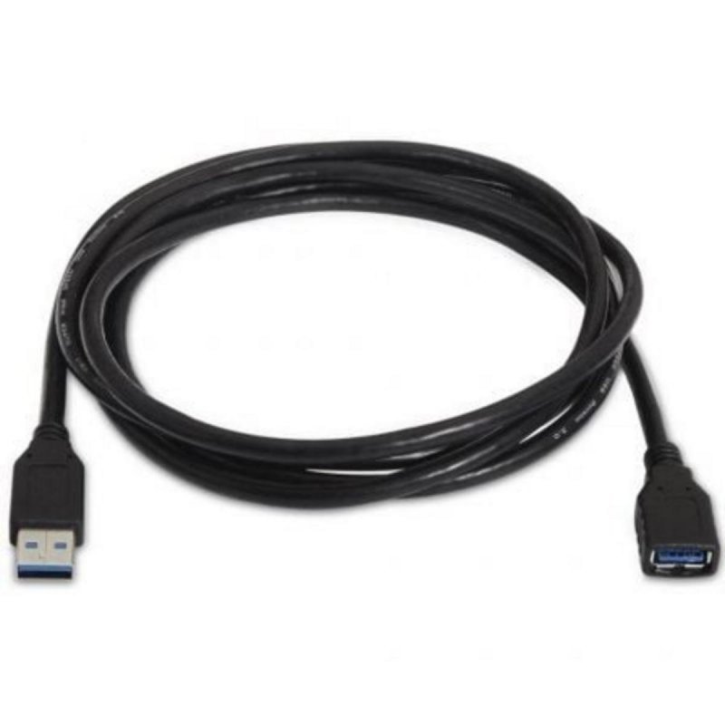 Detalle de Cable USB 3.0 Extensión AISENS A105-0041 1 m Negro apantallado – alto rendimiento para setups profesionales