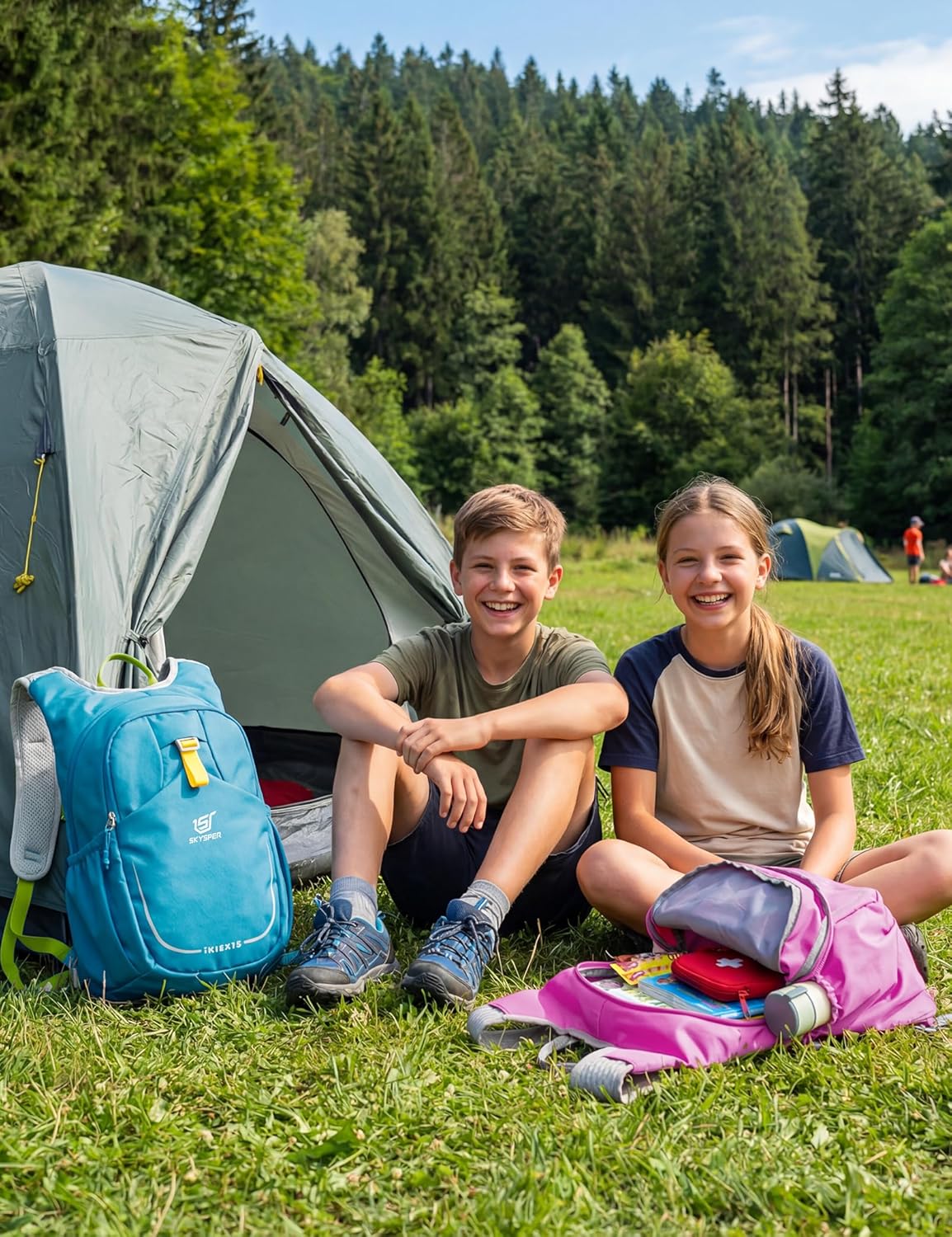 Detalle 2 de SKYSPER Kinderrucksack 15L – leichter Wanderrucksack für Kinder (ab ca. 7–14 Jahre) mit Hydrationsfach & Sicherheits-Pfeife
