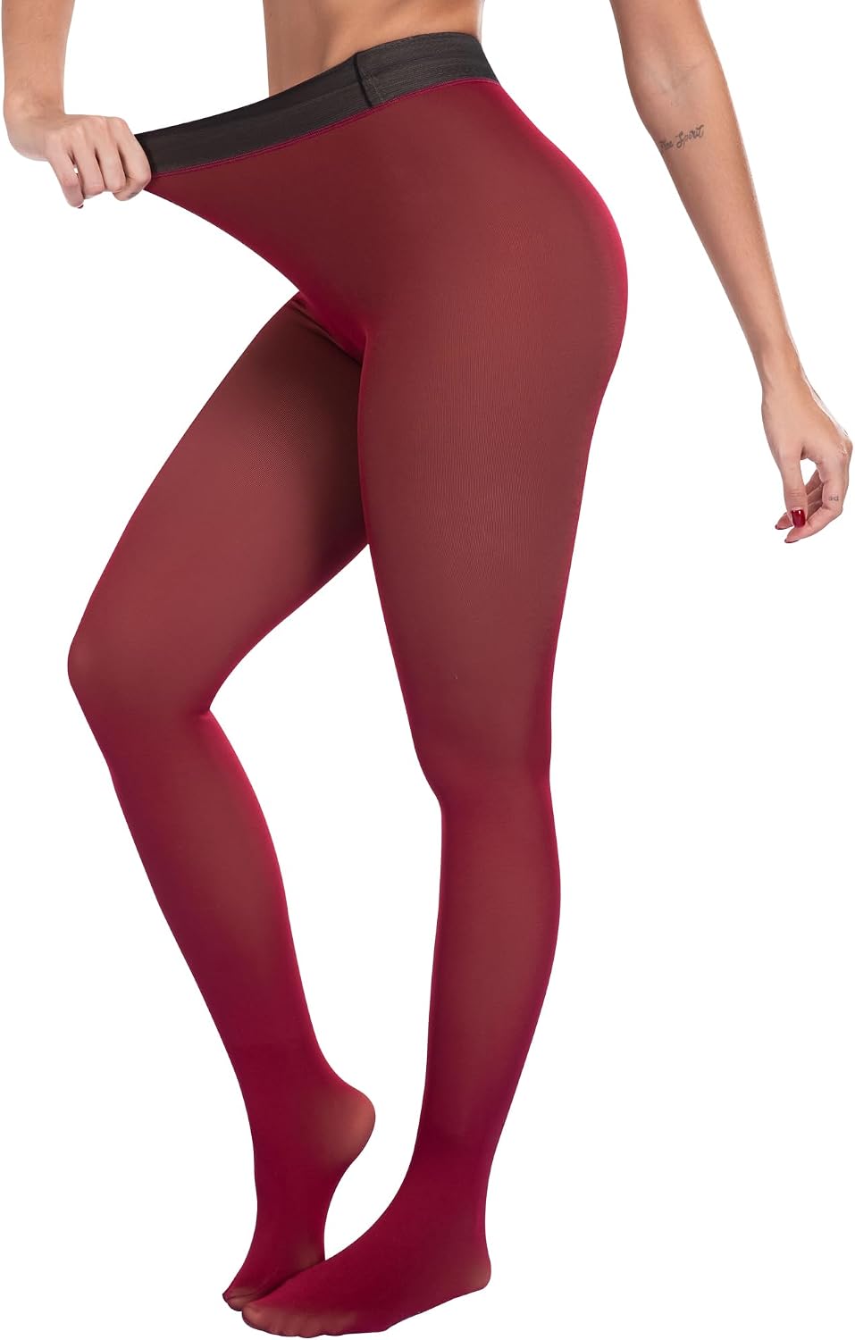 Detalle de ATHVOTAR Fleece-Lined Winter Tights for Women, High-Waisted and Soft