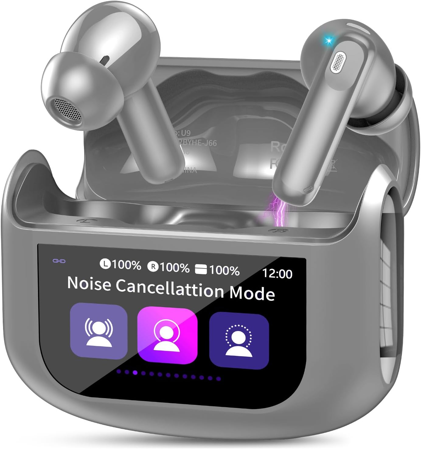 Detalle de QXUFV Wireless Earbuds with Smart Touch Screen, ANC, Bluetooth 5.4, IP7, 40H Playtime