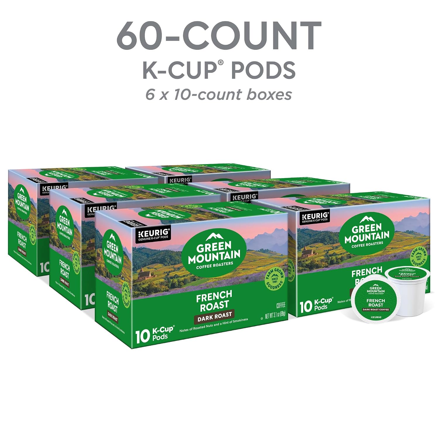Detalle de Green Mountain French Roast Coffee K-Cup Pods, 60 Count
