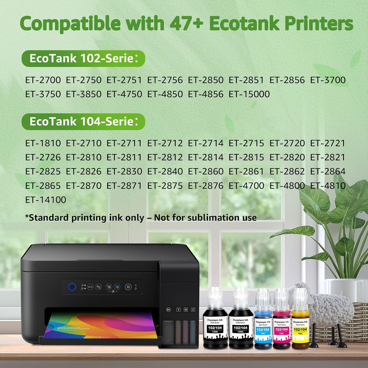 Detalle 2 de GREENSKY 102 104 Inchiostro a coloranti 5 Pack 🖨