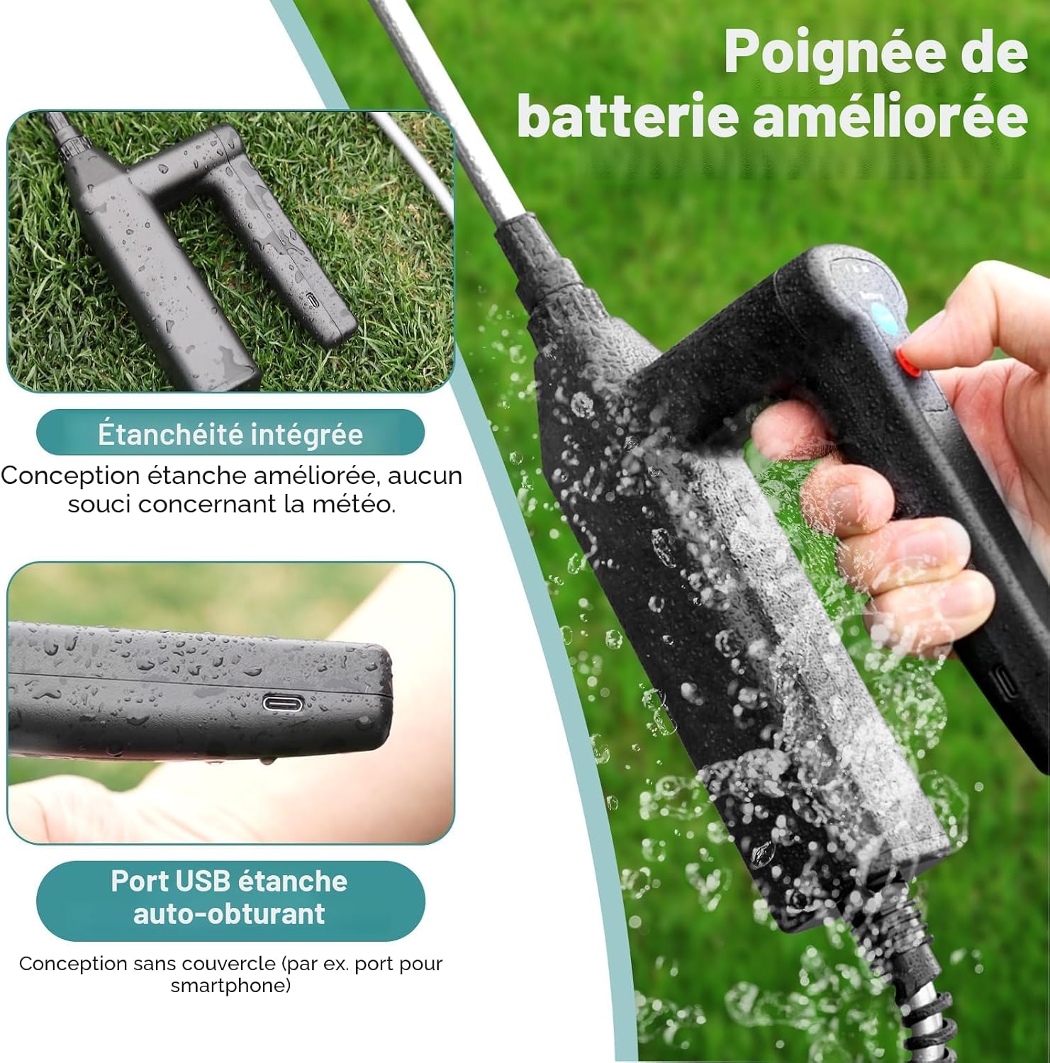 Detalle de SYLSTAR Pulverisateur Électrique 5L – Pulvérisateur de Jardin 7,4V avec 4 buses réglables et embout télescopique
