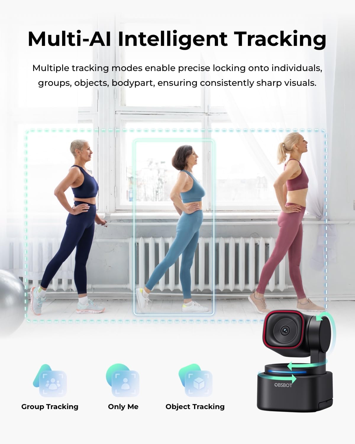Thumbnail 5 de OBSBOT Tiny 3 Lite AI-Powered Spatial Audio 4K PTZ Webcam (4K, 120FPS, Tri-Mic, Voice Control)