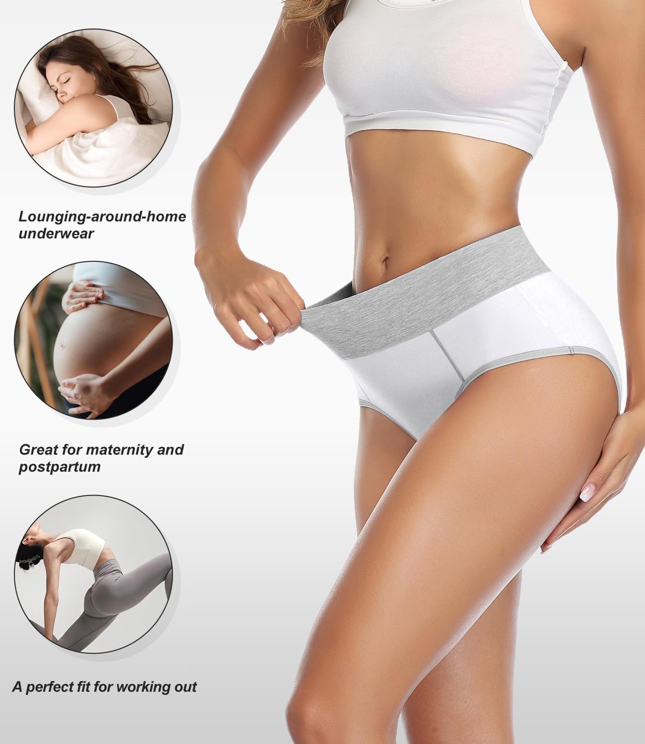 Detalle de wirarpa Damen Baumwolle Taillenslip Hochtaillie – 5er Pack