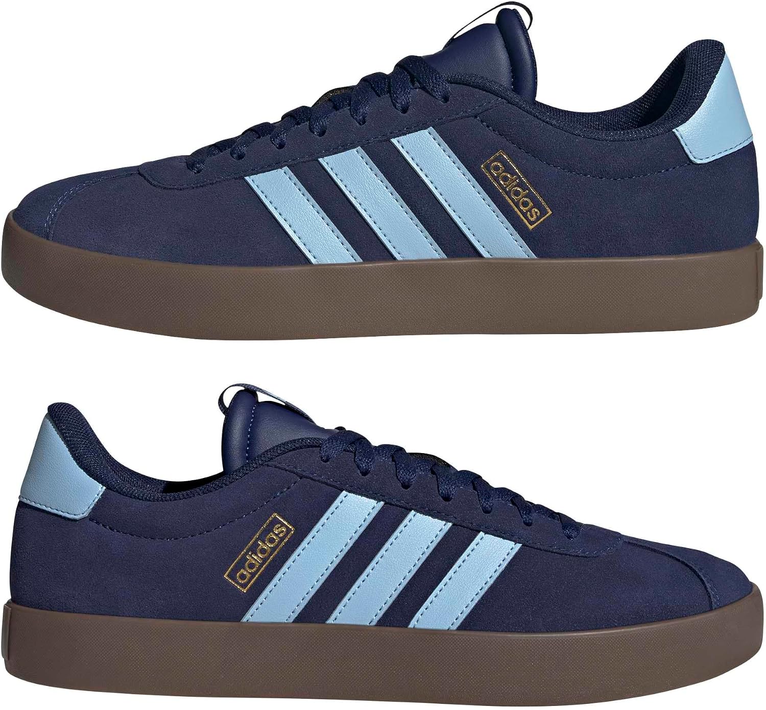Thumbnail 5 de adidas Hombre VL Court 3.0 en piel con amortiguación y suela vulcanizada (Dark Blue/Clear Sky/Gold Met.)