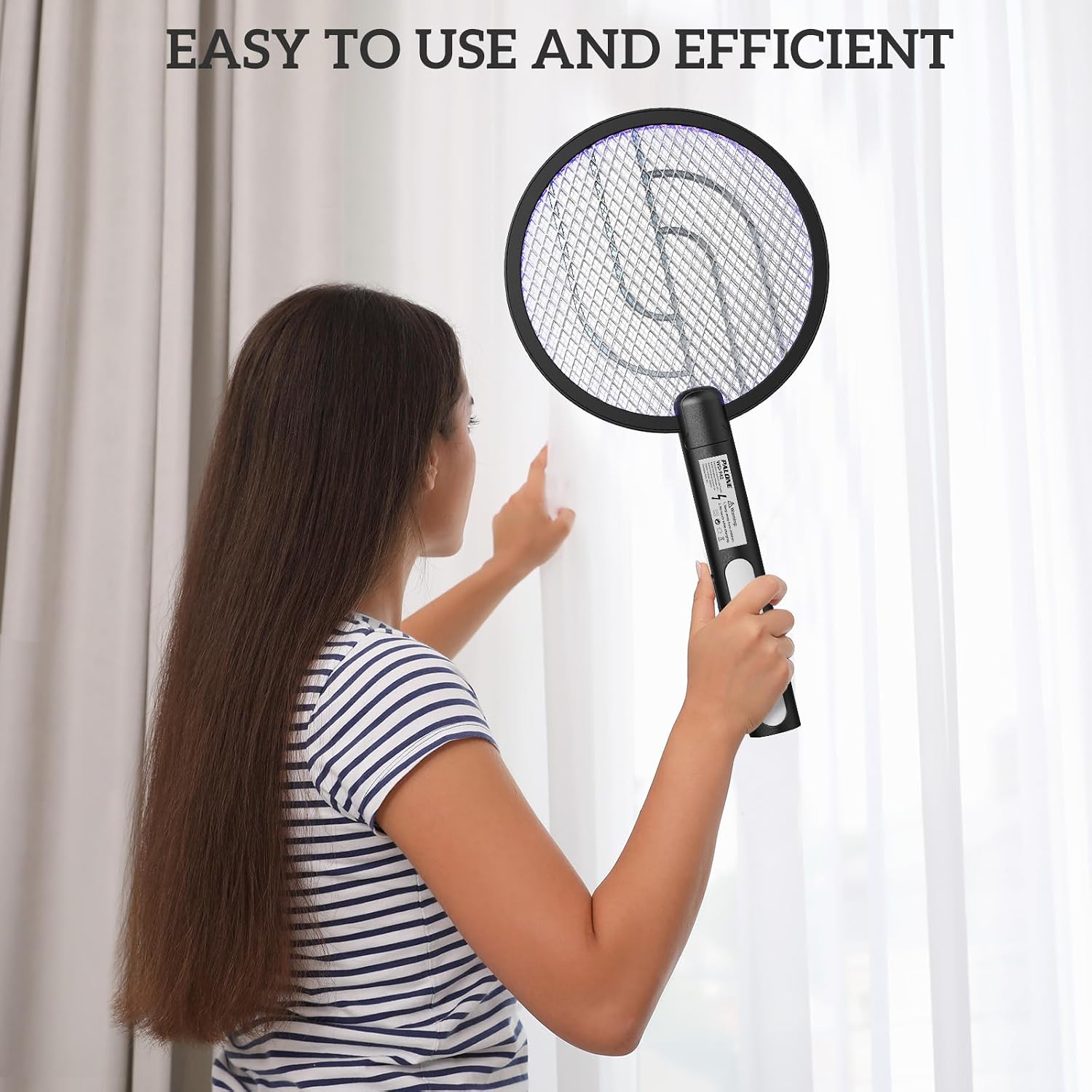 Detalle 1 de PALONE 3-942-B Electric Fly Swatter, 4000V Dual Modes, Type-C Dock