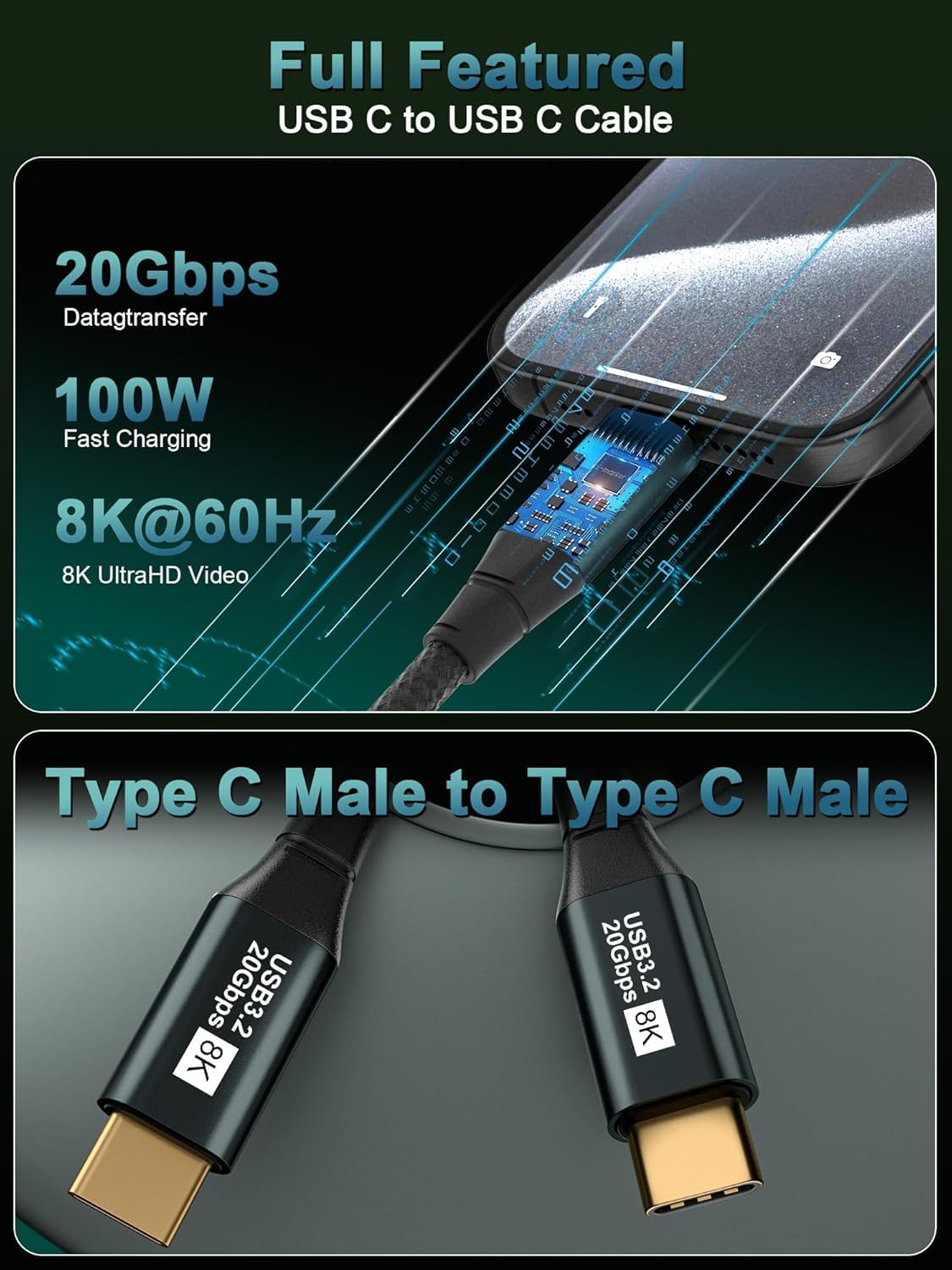 Thumbnail 1 de KAKAPOZO USB C Monitor Cable 100W 8K
