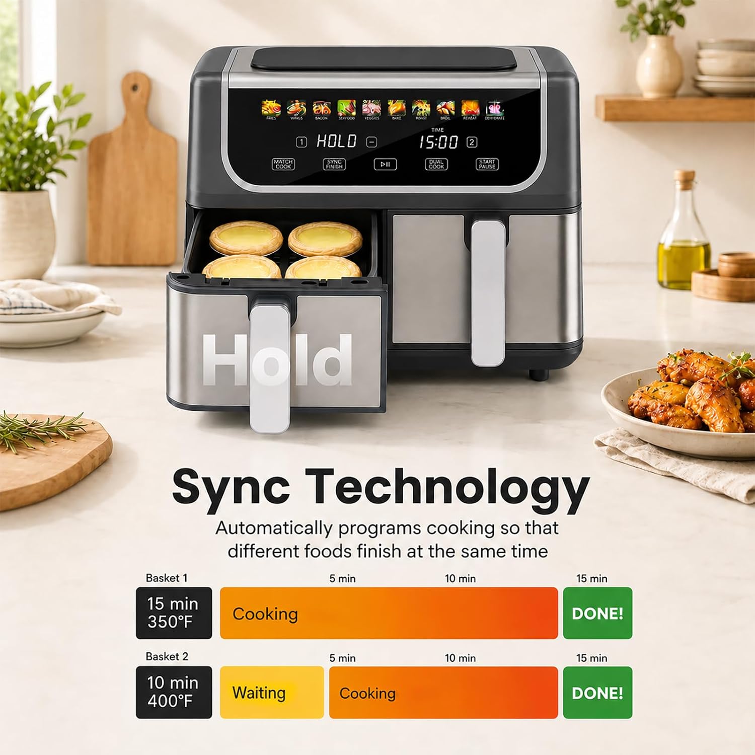 Thumbnail 4 de OLIXIS Dual-Basket Air Fryer, 9.5-Quart