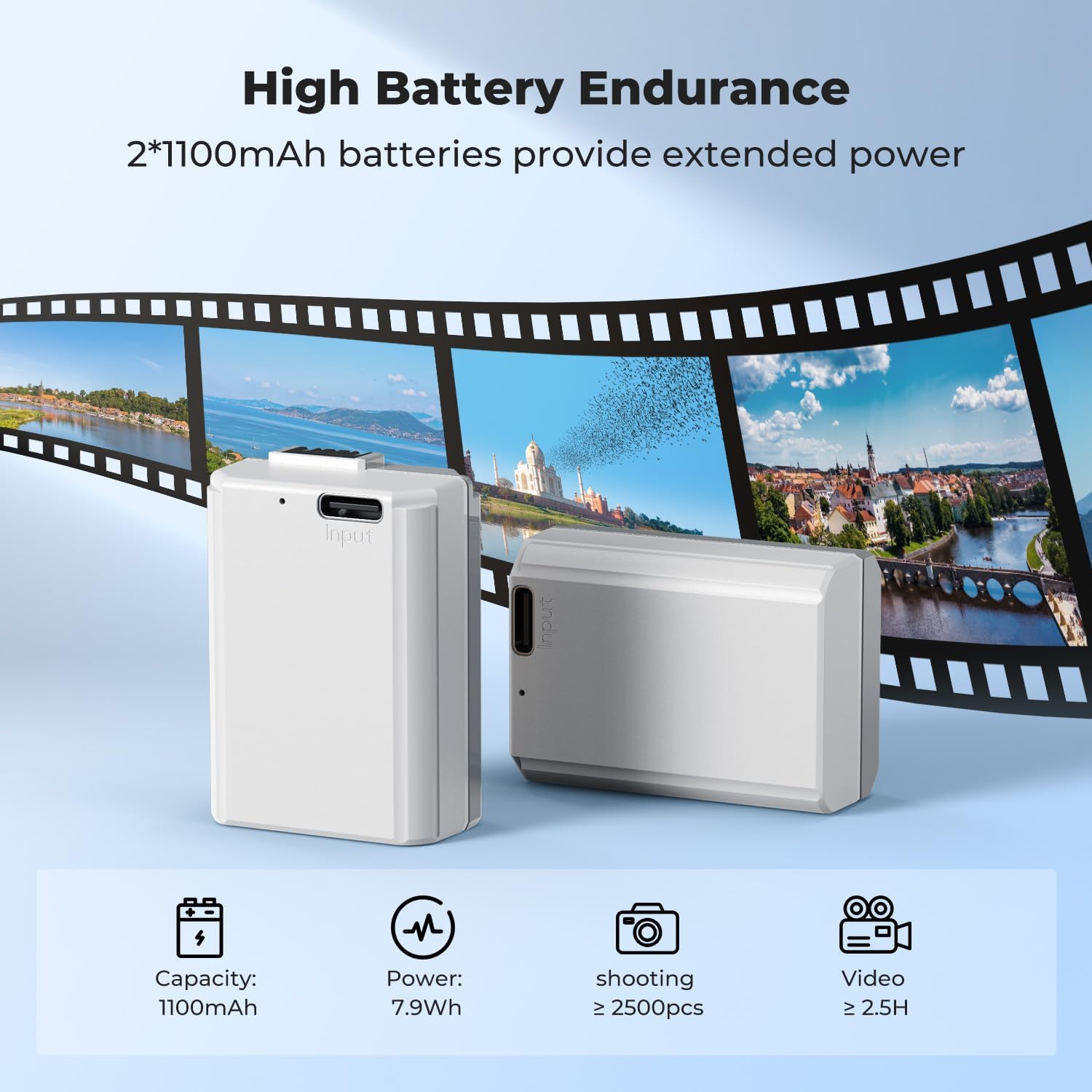 Detalle de K&F CONCEPT 2 Pack NP-FW50 USB-C Batteries for Sony Cameras