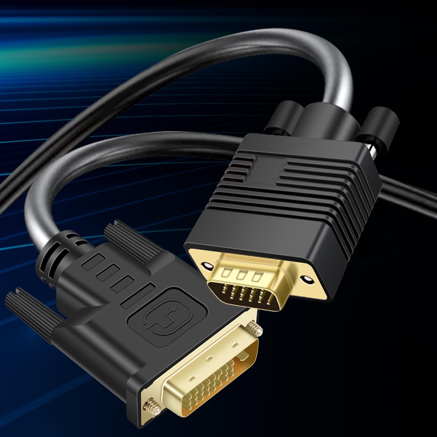 Detalle de Kirzi DVI (Sources) to VGA (Display) Cable 30ft: Uni-Directional DVI-D to VGA with Gold-Plated Connectors